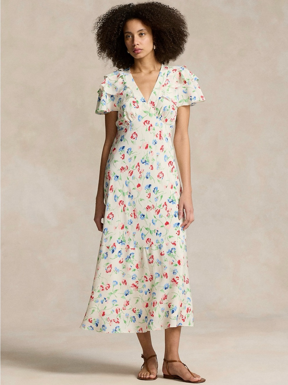 Polo Ralph Lauren FLORAL SILK CREPE DRESS